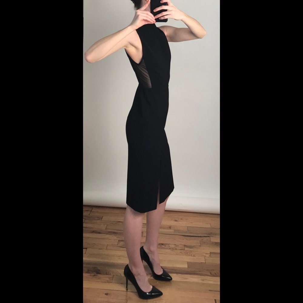 Alice + Olivia Black Sheer Slit Mini Dress 0 - Picture 4 of 5